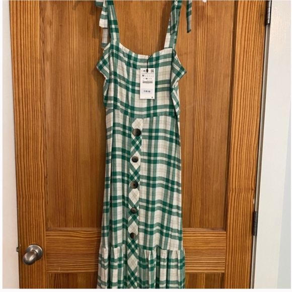 ZARA Checkered Midi Dress with Buttons - Picture 2 of 4